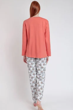 Admas Pijama largo estampado Tambor bambi para mujer naranja Hot