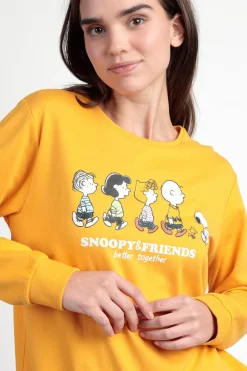 Admas Pijama largo felpa Snoopy&Friends para mujer amarillo Sale