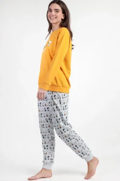 Admas Pijama largo felpa Snoopy&Friends para mujer amarillo Sale
