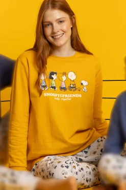 Admas Pijama largo felpa Snoopy&Friends para mujer amarillo Sale