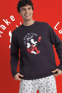 Admas Pijama largo Goofy para hombre gris Discount