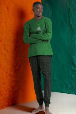Admas Pijama largo Gustavo Muppets para hombre verde Sale