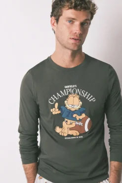 Women'secret Pijama largo hombre 100% algodón "Garfield" kaki Online