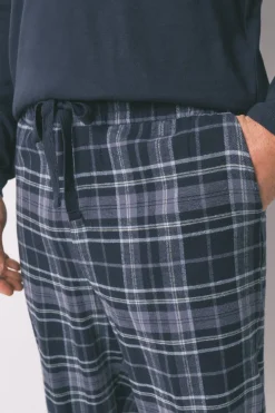 Women'secret Pijama largo hombre 100% algodón cuadros gris Online