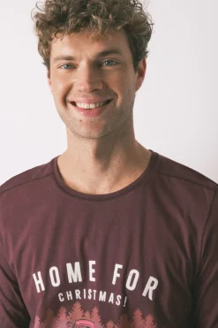 Women'secret Pijama largo hombre 100% algodón Mickey Mouse burdeos Outlet