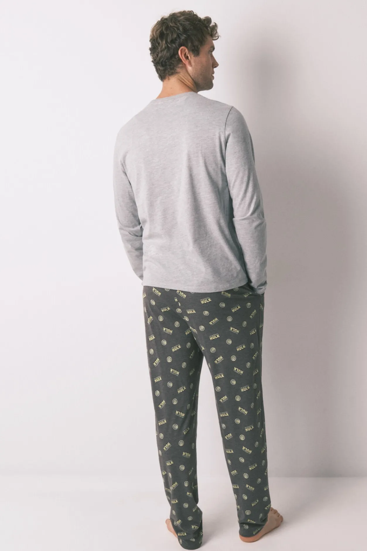 Women'secret Pijama largo hombre 100% algodón "Hulk" gris New