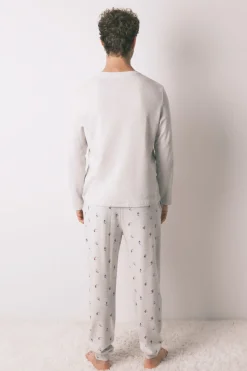 Women'secret Pijama largo hombre 100% algodón ski gris Sale