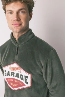 Women'secret Pijama largo hombre polar verde Hotwheels kaki New