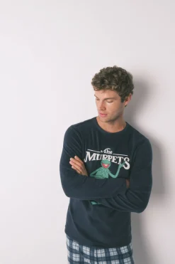 Women'secret Pijama largo hombre polar Muppets azul