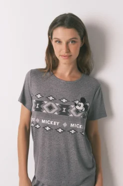 Women'secret Pijama largo manga corta Mickey gris Online
