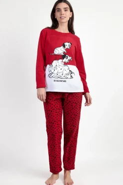 Admas Pijama largo micropolar 101 Dálmatas para mujer rojo Outlet