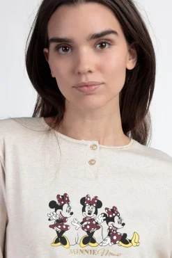 Admas Pijama largo Minnie Mouse para mujer beige Best