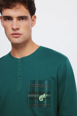 Springfield Pijama largo pantalón cuadros verde Sale