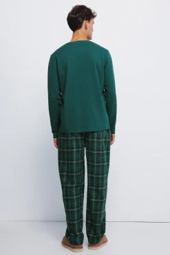 Springfield Pijama largo pantalón cuadros verde Sale