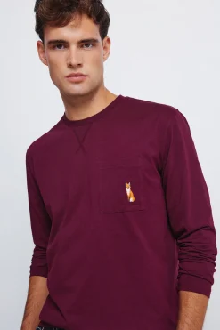 Springfield Pijama largo pantalón fannel cuadros granate burdeos Outlet