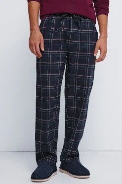 Springfield Pijama largo pantalón fannel cuadros granate burdeos Outlet