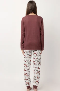 Admas Pijama largo perro salchicha para mujer marr&oacute;n Online