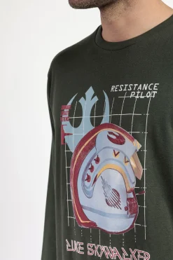 Admas Pijama largo piloto Star Wars 100% algodón hombre verde