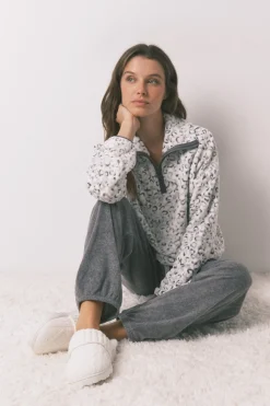 Women'secret Pijama largo polar animal print estampado Sale
