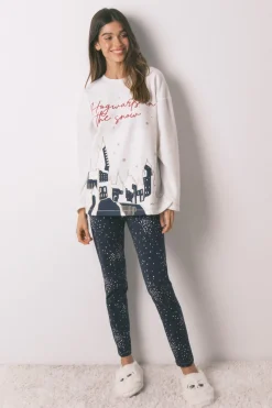 Women'secret Pijama largo polar estampado 