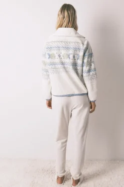 Women'secret Pijama largo polar Jaquard marfil