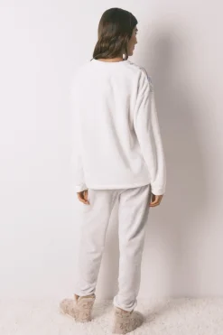 Women'secret Pijama largo polar SmileyWorld® marfil