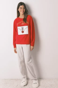Women'secret Pijama largo polar suave estampado Harry Potter rojo Clearance