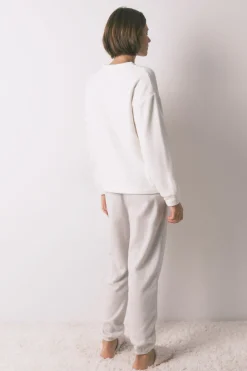 Women'secret Pijama largo polar suave estampado Pingu marfil Discount