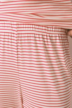 Women'secret Pijama largo punto extra suave rayas Mafalda rojo Discount