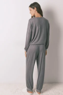 Women'secret Pijama largo punto suave Mickey gris Sale
