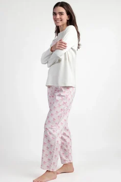 Admas Pijama largo rayas lazos Barbie 100% algodón beige Outlet