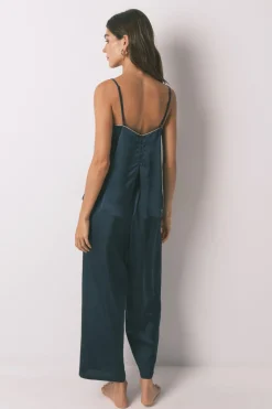 Women'secret Pijama largo satén azul New