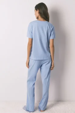 Women'secret Pijama largo SmileyWorld® manga corta azul