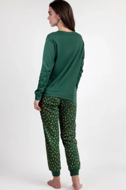 Admas Pijama largo Snoopy 100% algodón para mujer verde Sale