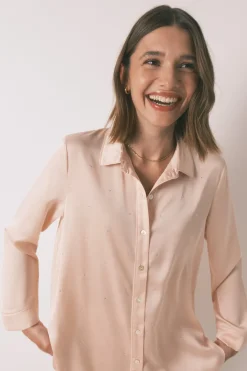 Women'secret Pijama largo strass satén naranja Outlet