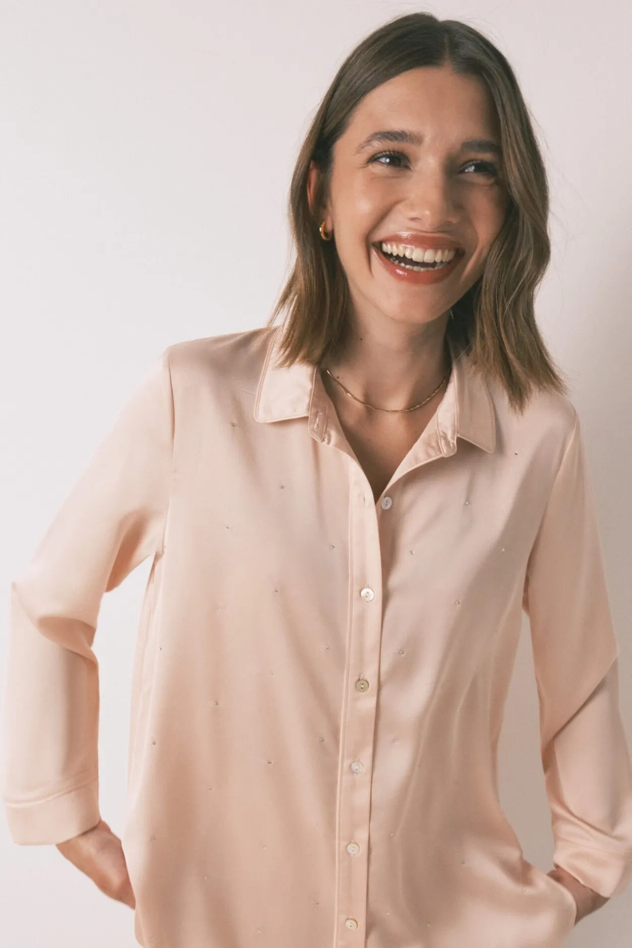 Women'secret Pijama largo strass satén naranja Outlet