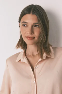 Women'secret Pijama largo strass satén naranja Outlet