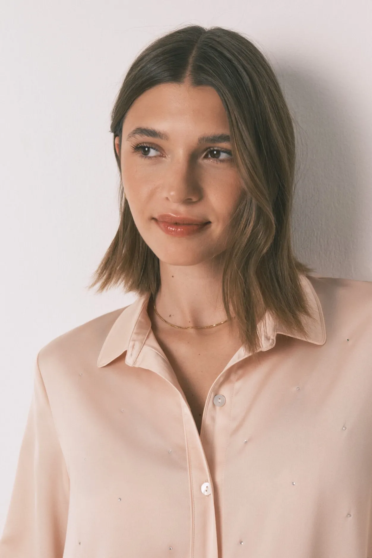 Women'secret Pijama largo strass satén naranja Outlet