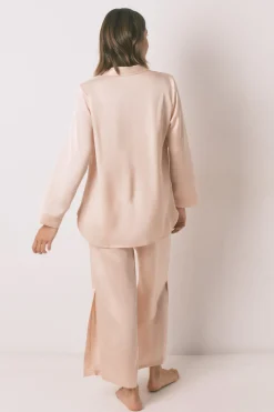 Women'secret Pijama largo strass satén naranja Outlet