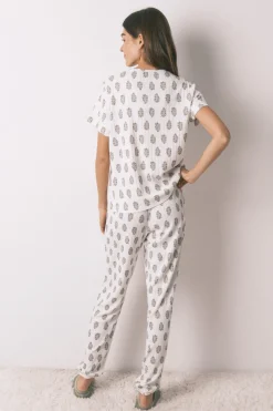 Women'secret Pijama largo super soft flores manga corta blanco Sale