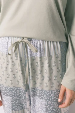 Women'secret Pijama largo super soft patchwork verde