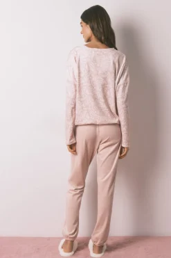 Women'secret Pijama largo terciopelo suave brillo rosa New