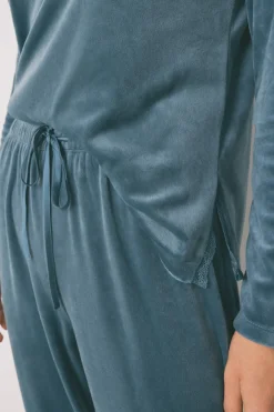 Women'secret Pijama largo terciopelo verde