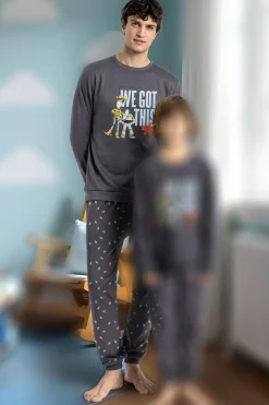 Admas Pijama largo Toy Story 100% algodón para hombre gris Sale