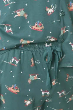 Women'secret Pijama masculino camisero perritos 100% algodón verde