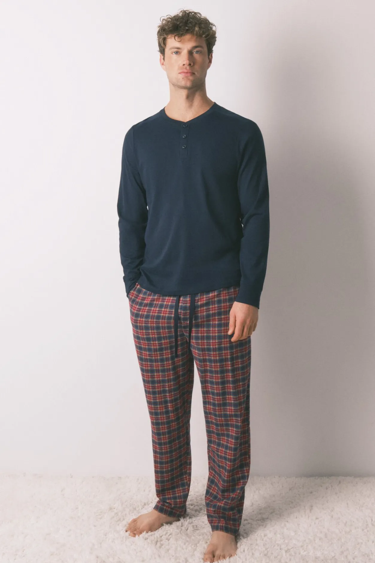 Women'secret Pijama masculino cuadros 100% algodón azul Online