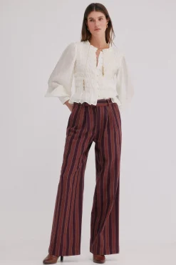 Hoss Intropia Pippa. Pantalón a rayas Granate Best