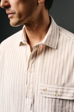 OOTO Polera de algodón con lino Marfil Outlet