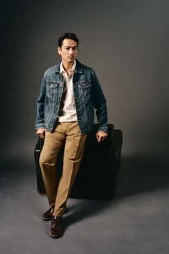 OOTO Polera de algodón con lino Marfil Outlet