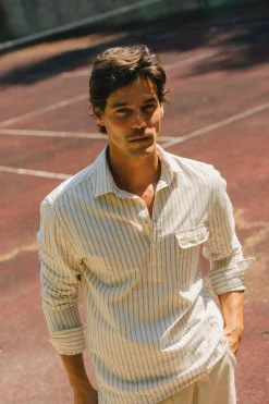 OOTO Polera de algodón con lino Marfil Outlet